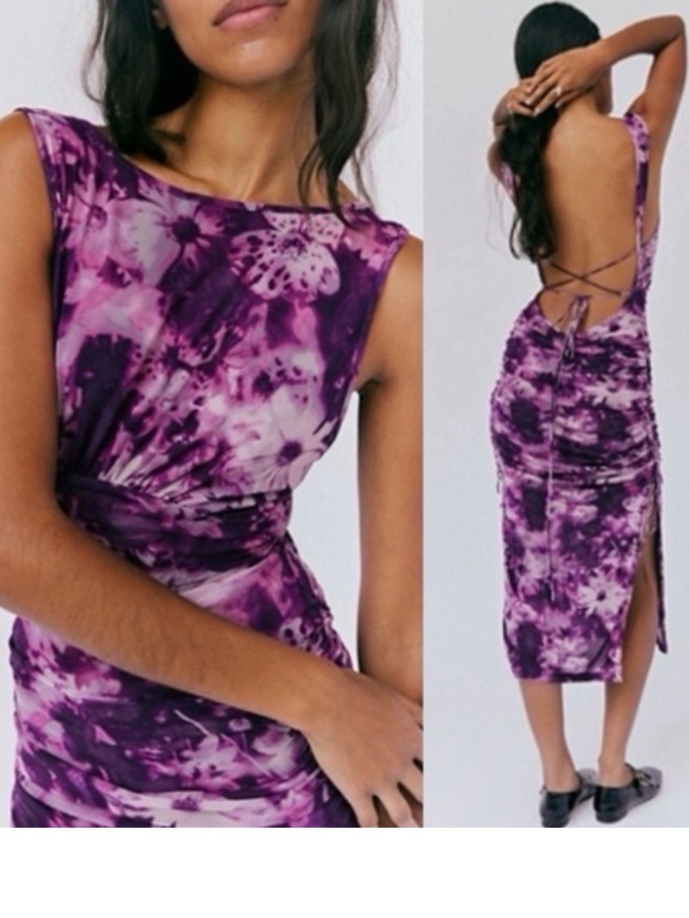 FREE PEOPLE Take Me Away
Purple Tie-Dye Backless Midi Dress size S